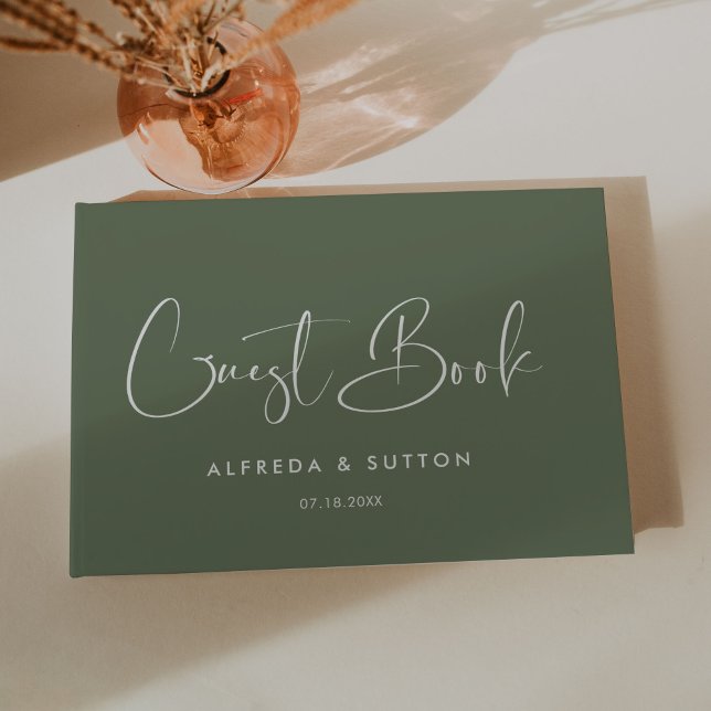 Elegant & modern Dark sage green wedding Guest Book (Creator Uploaded)