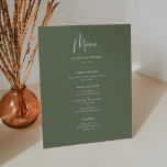 Elegant & modern dark sage green wedding menu pedestal sign<br><div class="desc">A modern typography and a trendy sage green colour for your wedding stationery: choose this simple and elegant wedding suite. Fully customizable: you can change the background as well as the text colour as you like.</div>