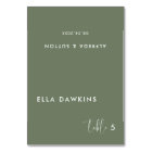 Elegant modern Dark sage wedding guest place card