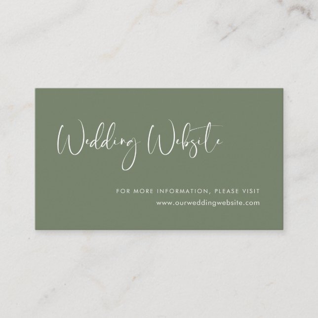 Elegant & modern Dark sage wedding website card (Front)
