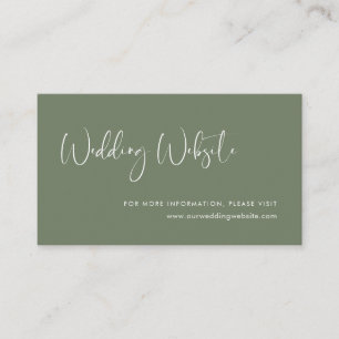 Elegant & modern Dark sage wedding website card