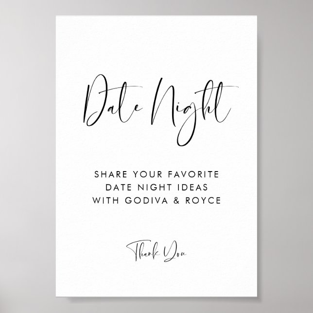 Elegant & Modern Date night ideas sign (Front)
