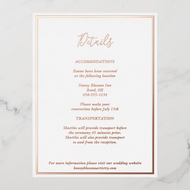 Elegant Modern Details Rose Gold Enclosure Card (Front)