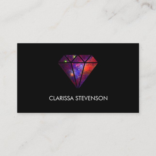 elegant modern diamond nebula colourful pink black business card (Front)