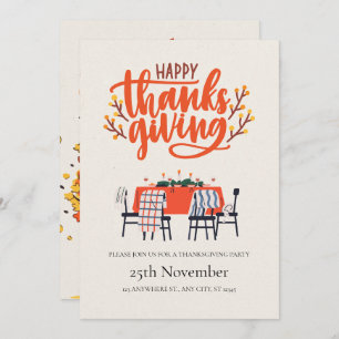 Elegant Modern Dinner Table Thanksgiving Invitation