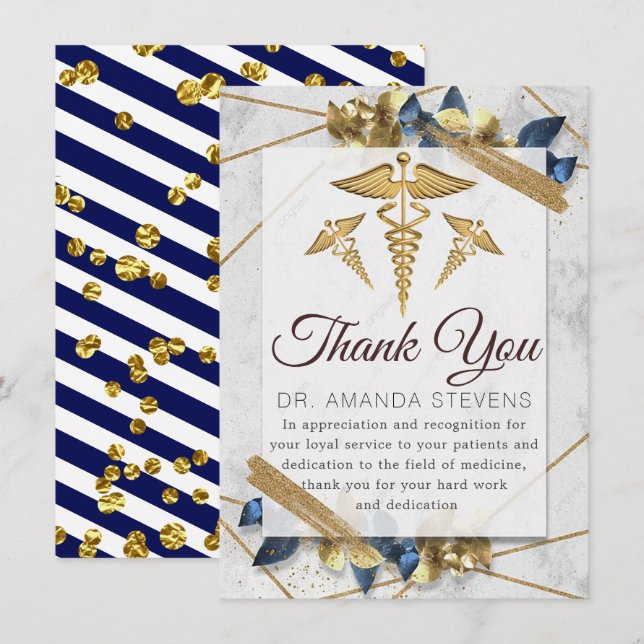 Elegant Modern Doctor | Nurse Thank You Card (Front/Back)