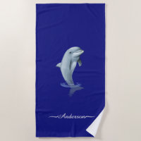 Elegant Modern Dolphin & Script on Navy Blue