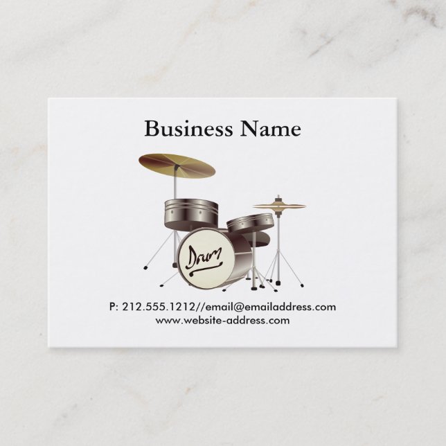 Elegant Modern Drum Lesson Business Card (Front)