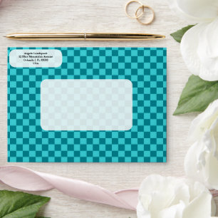 Elegant, Modern Dual Blue Colours Chequered   Envelope