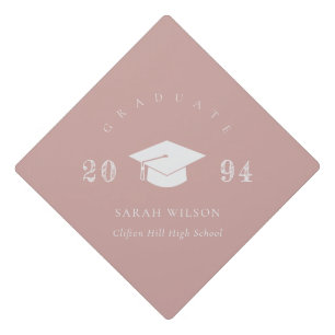 Elegant Modern Dusky Blush Pink Minimal Simple Graduation Cap Topper