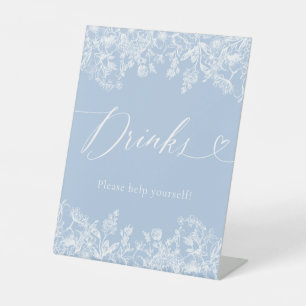 Elegant Modern Dusty Blue Floral Food Sign