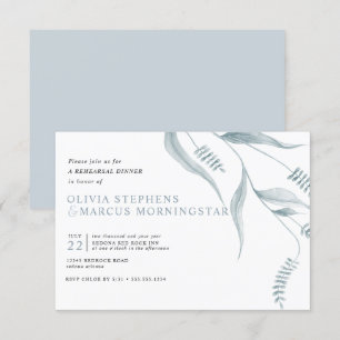 Elegant Modern Dusty Blue Foliage Invitation
