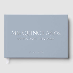 Elegant Modern Dusty Blue Photo Quinceañera Guest Book