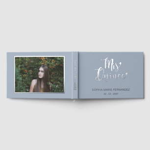 Elegant Modern Dusty Blue Photo Quinceañera Guest Book