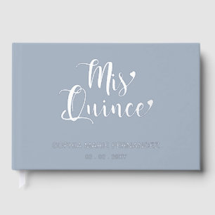 Elegant Modern Dusty Blue Quinceañera Guest Book