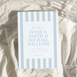 Elegant Modern Dusty Blue Striped Wedding Invitation