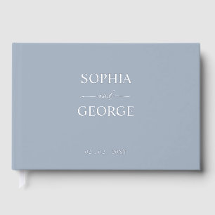 Elegant Modern Dusty Blue Wedding Guest Book