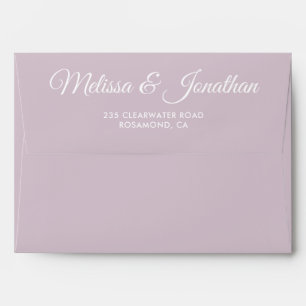 Elegant modern Dusty Purple white script wedding Envelope