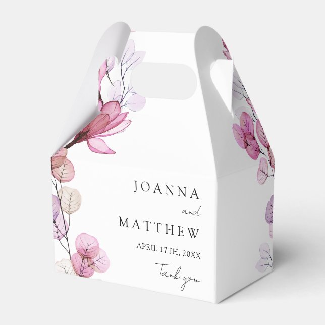 Elegant Modern Dusty Rose Floral Wedding Favor Box (Back Side)
