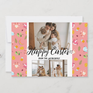 elegant modern Easter, family three photo collage Holiday Card