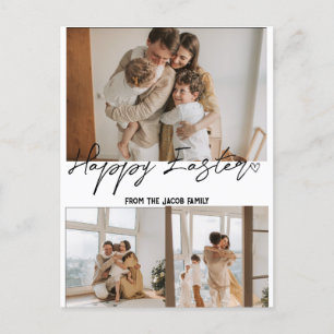 elegant modern Easter, family three photo collage Holiday Postcard