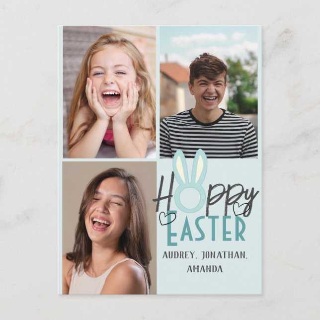 elegant modern Easter, family three photo collage Postcard (Front)