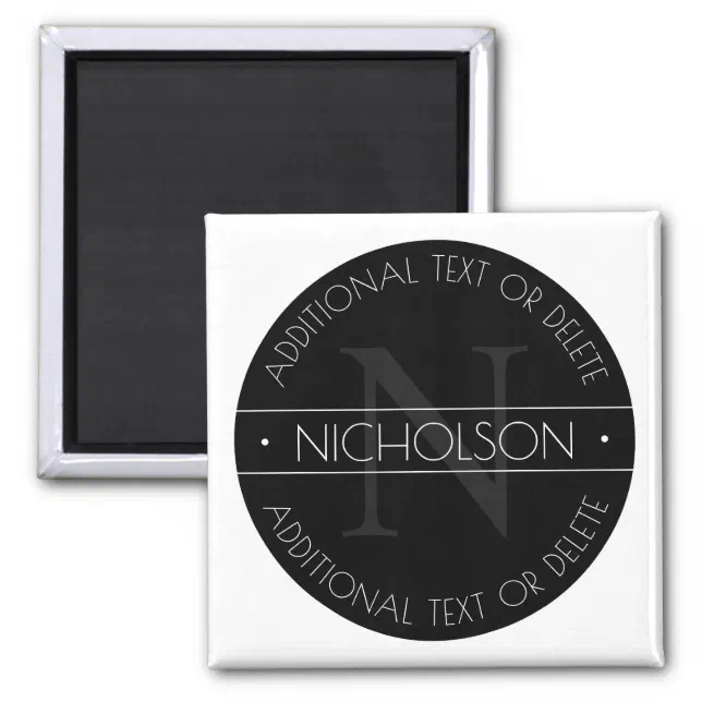 Elegant Modern Editable Monogram Black & White Magnet 