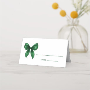 Elegant Modern Emerald Green Coquette Bow Place Card