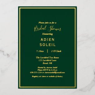 Elegant Modern Emerald Green Gold Bridal Shower