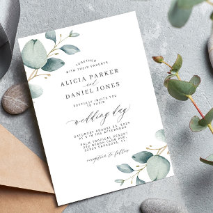 Elegant modern eucalyptus greenery wedding invitation
