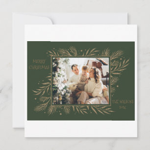 Elegant Modern Fa La La Photo Evergreen Christmas Holiday Card