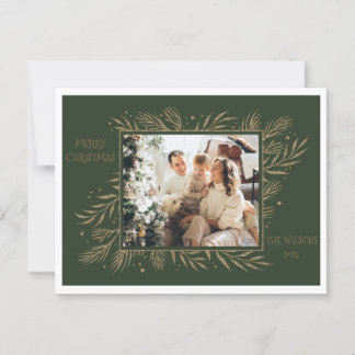 Elegant Modern Fa La La Photo Evergreen Christmas Postcard
