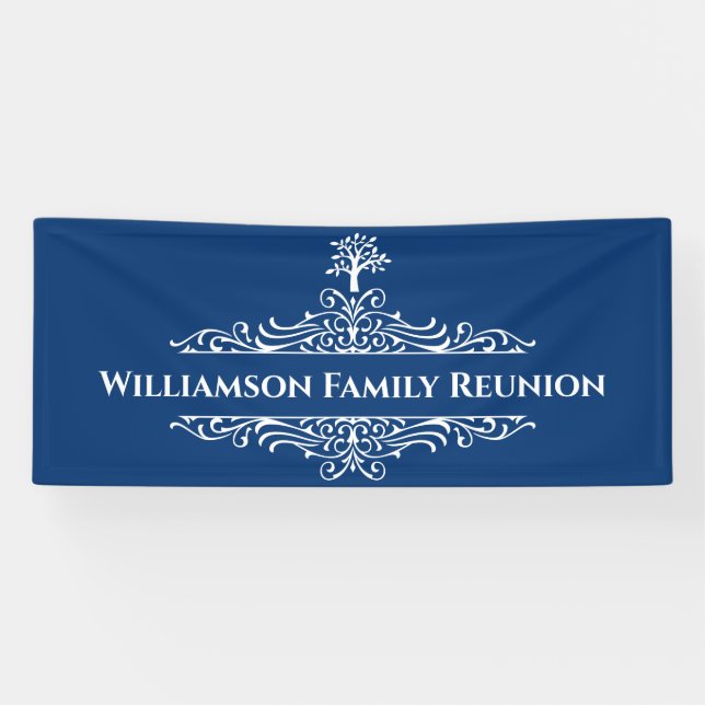 Elegant Modern Family Tree Monogram Event Banner (Horizontal)