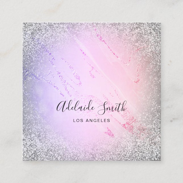 elegant modern faux glitter square business card (Front)