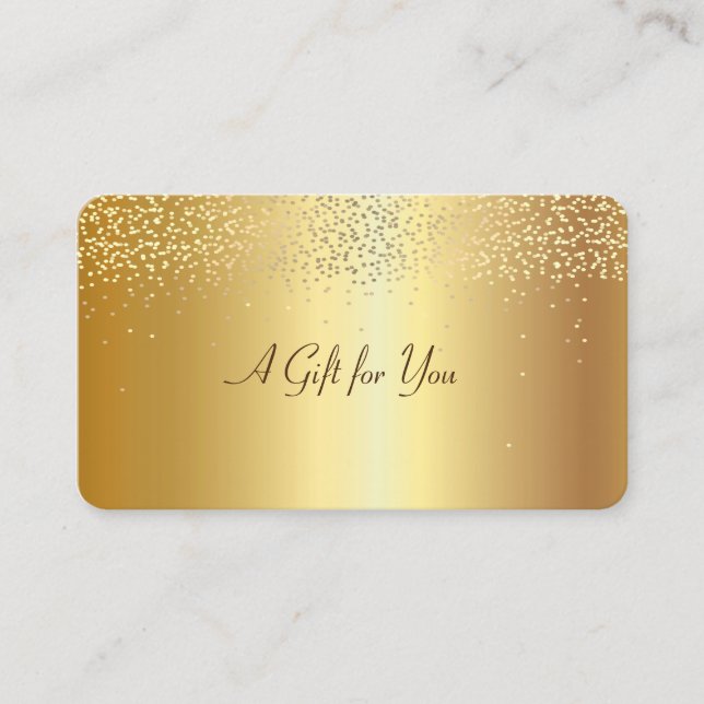 Elegant Modern Faux Gold Confetti Discount Card (Front)