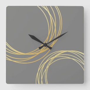 elegant modern faux gold geometric circles square wall clock