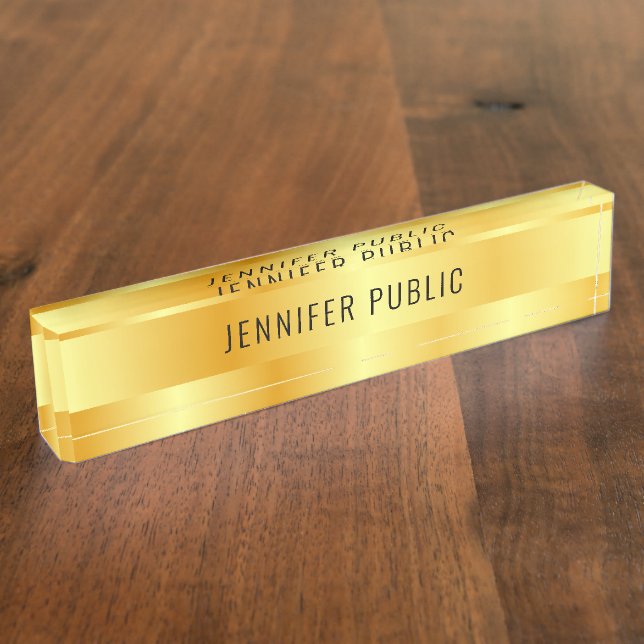 Elegant Modern Faux Gold Personalized Template Nameplate (Side)