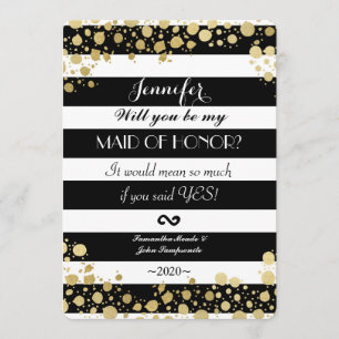 Elegant Modern Faux Gold Splatters and Stripes Invitation