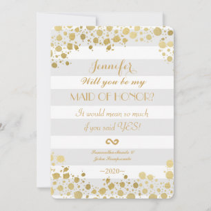 Elegant Modern Faux Gold Splatters and Stripes Invitation