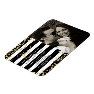 Elegant Modern Faux Gold Splatters and Stripes Magnet