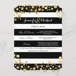 Elegant Modern Faux Gold Splatters and Stripes Menu