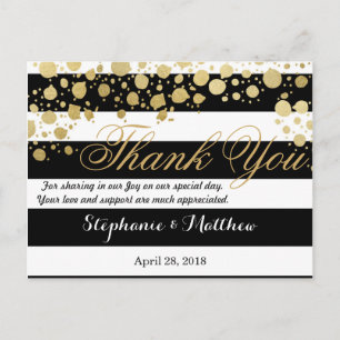 Elegant Modern Faux Gold Splatters and Stripes Postcard