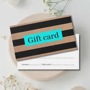 Elegant Modern Faux Kraft Black Turquoise Stripes