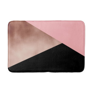 elegant modern faux rose gold foil pink geometric bath mat