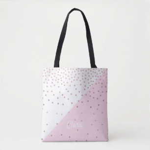 Elegant modern faux rose gold glitter confetti tote bag