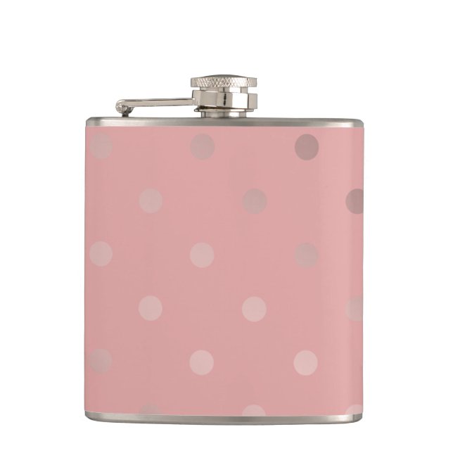 elegant modern faux rose gold polka dots pattern hip flask (Front)