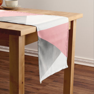 elegant modern faux silver blush pink geometric short table runner