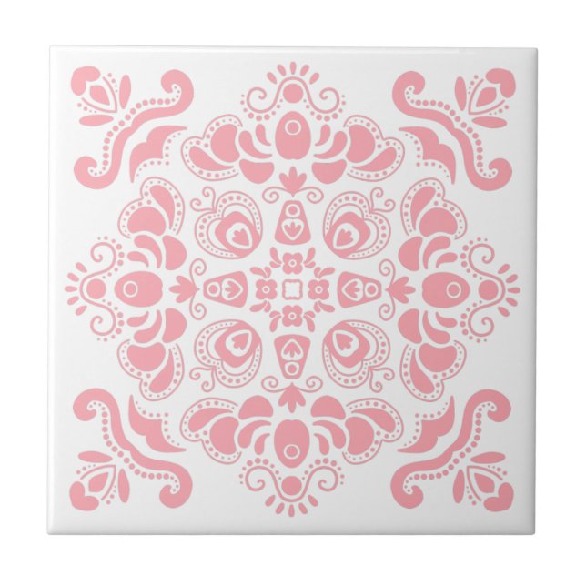 Elegant Modern Feminine Light Pink Stylish White Tile (Front)