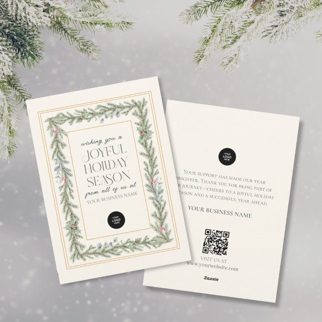 Elegant Modern Festive Pine Botanical Christmas  Holiday Card (Creator Uploaded)