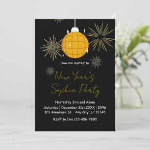 Elegant Modern Fireworks New Year's Party Invitation